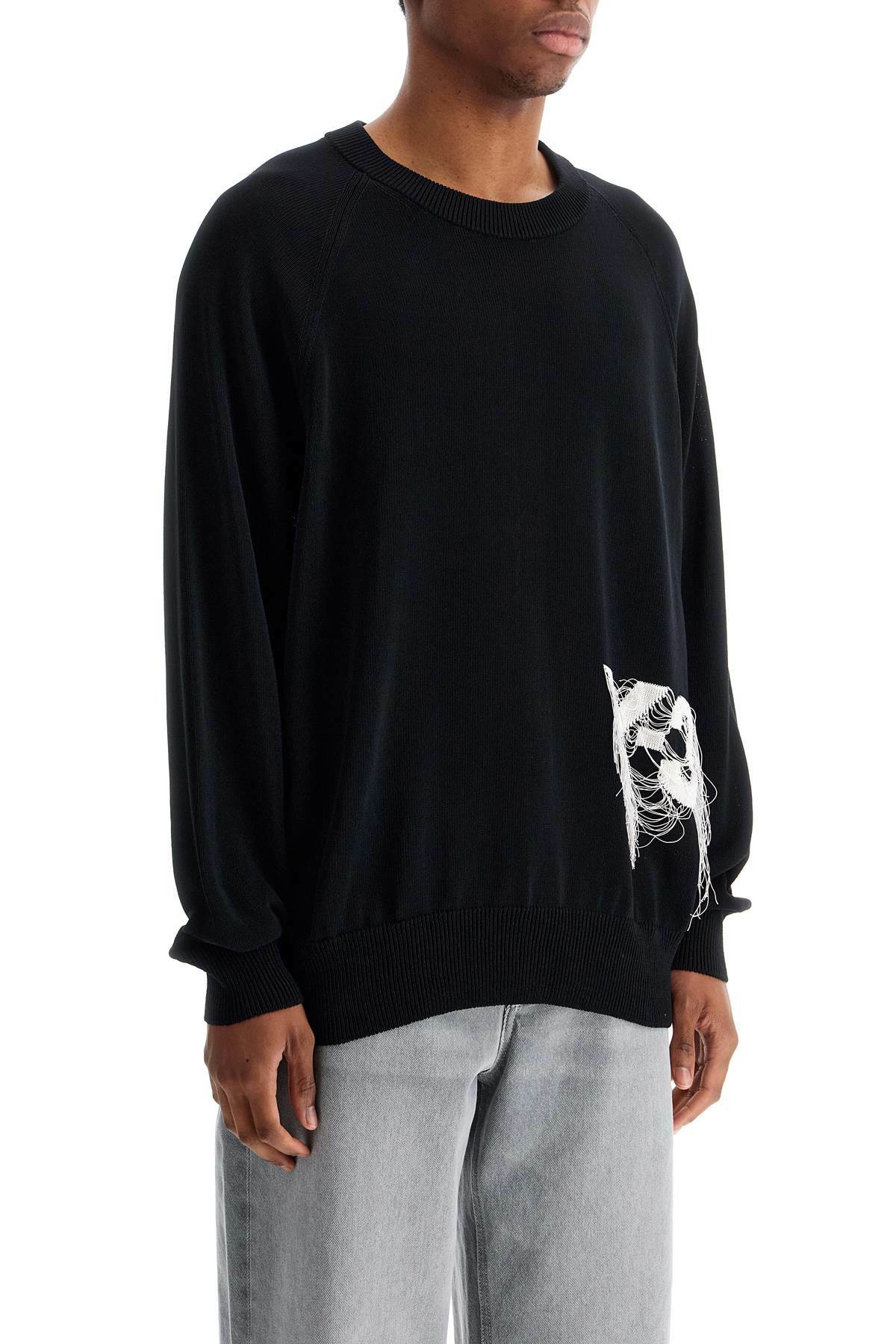 スウェット・トレーナー Y-3 black recycled polyester sweater with embroidered logo Y-3 Black Recycled Polyester Sweater With Embroidered Logo Y-3