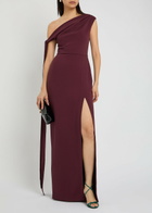 Solace London Irina Draped Crepe Maxi Dress Aubergine