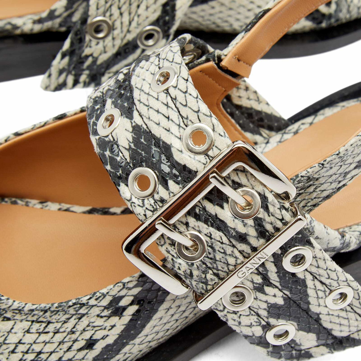 GANNI Women's Chunky Buckle Ballerina in Sand GANNI