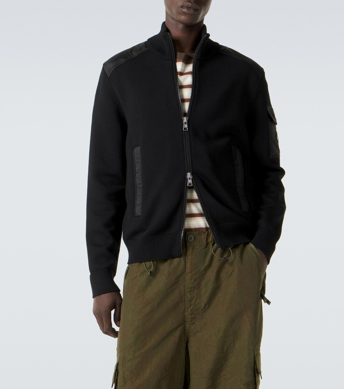 Moncler Tricot down-paneled virgin wool cardigan