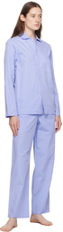 Tekla Blue Long Sleeve Pyjama Shirt