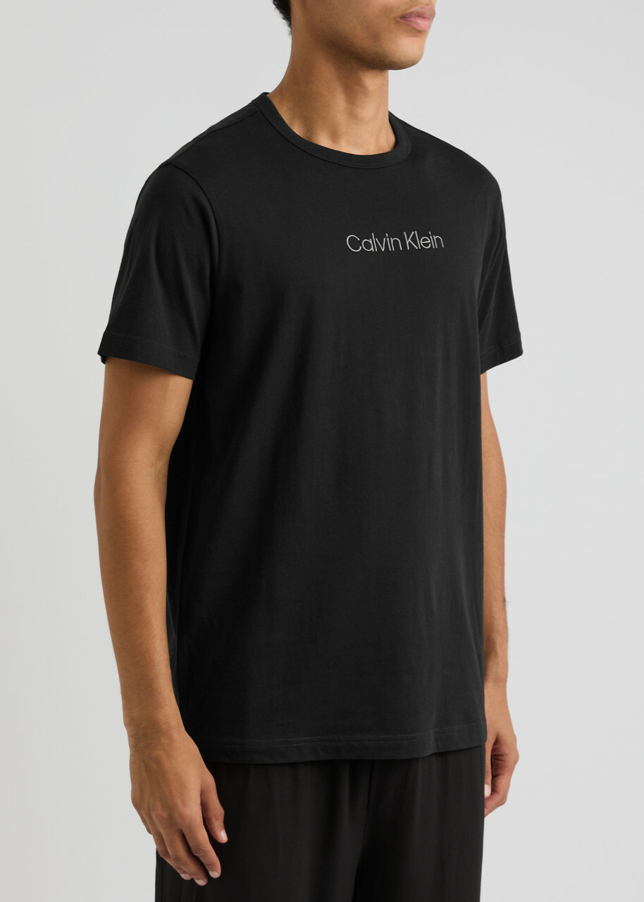 Calvin Klein Logo-embroidered Cotton Pyjama top Black