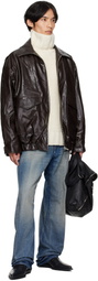 MM6 Maison Margiela Burgundy Sports Faux-Leather Jacket