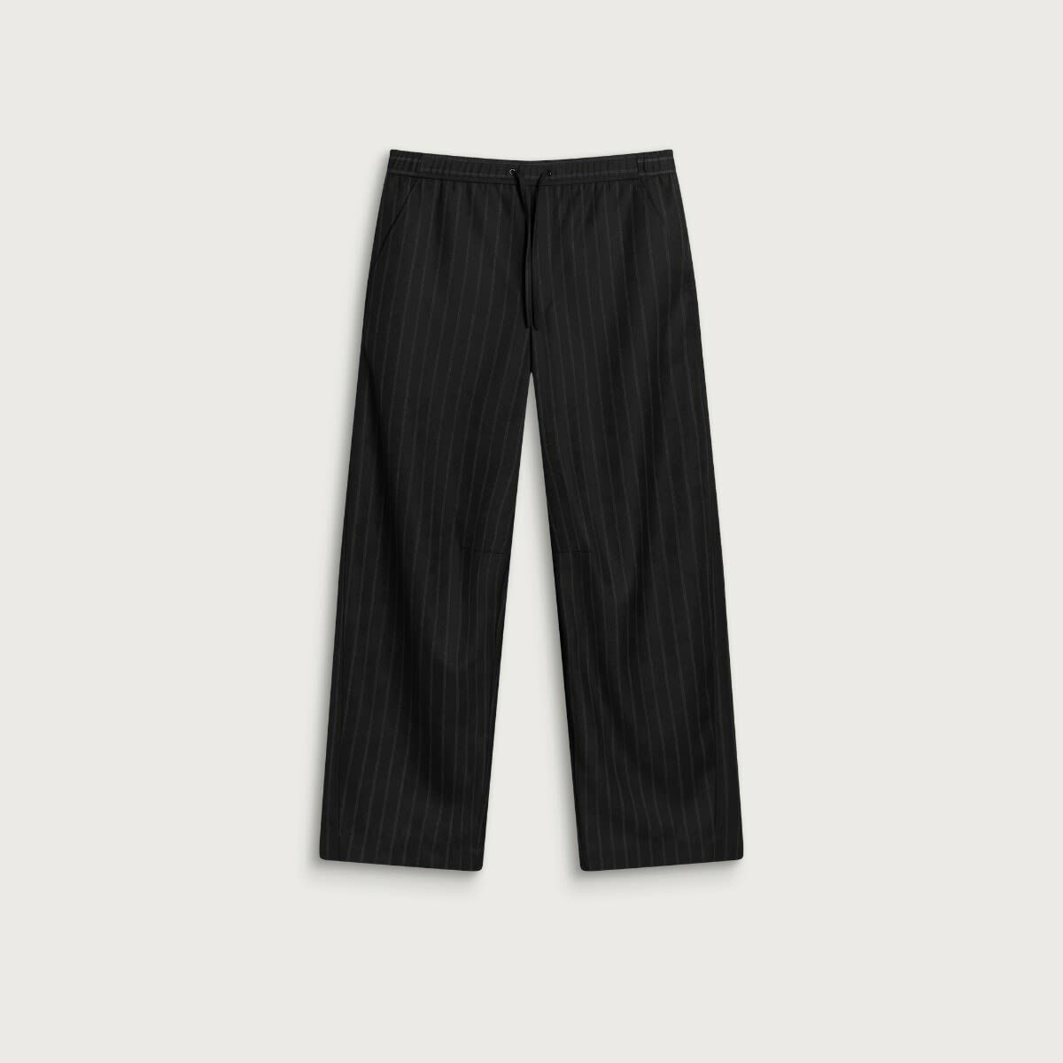 END. x Samsøe Samsøe Men's Saeryx Wide Elasticated Trousers in Black Pinstripe