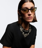 Valentino La Coureuse embellished rectangular sunglasses