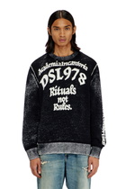 Diesel Treated cotton jumper with slogan - Knitwear Mens in Multicolor