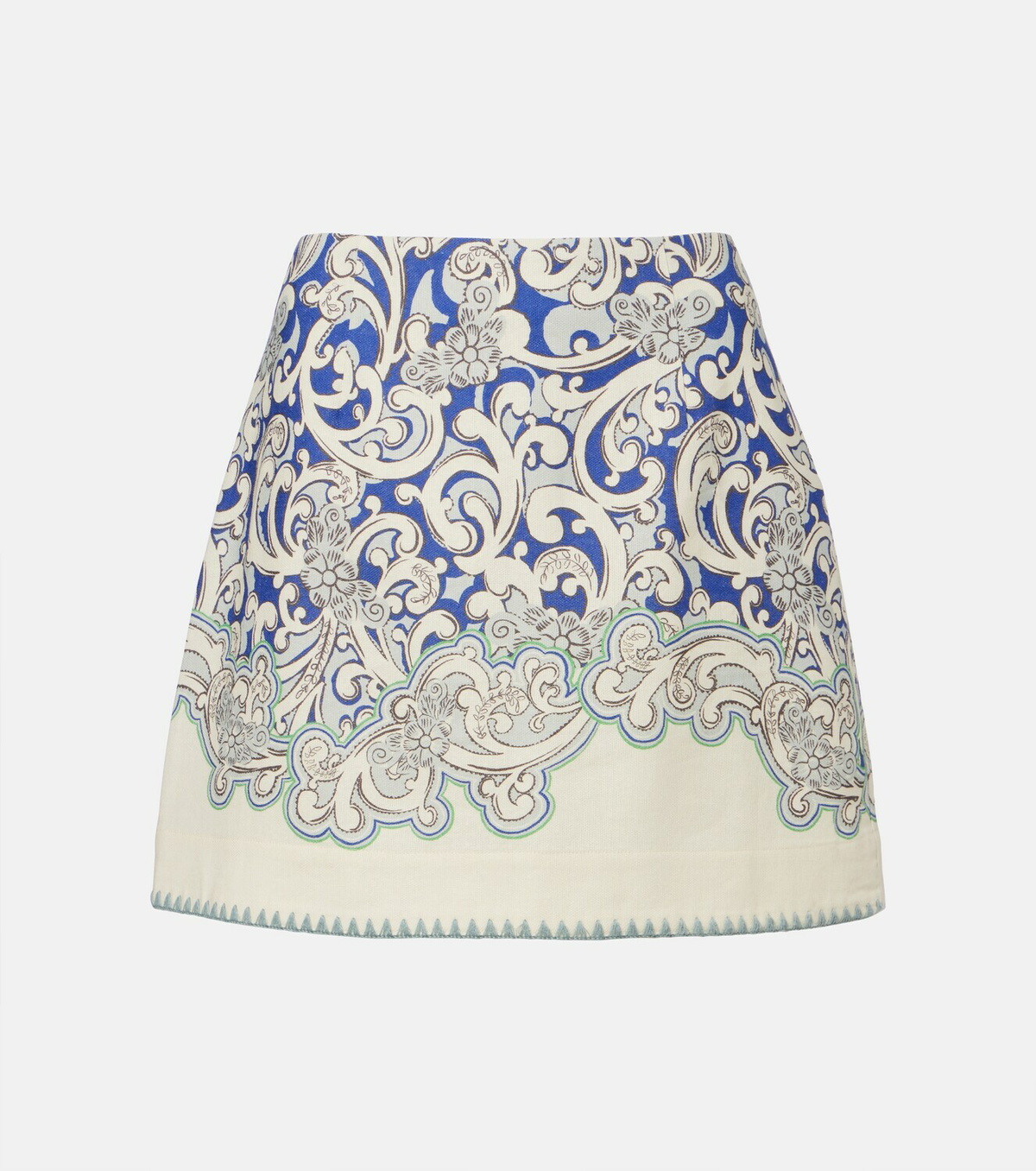 Alémais Printed linen and cotton miniskirt