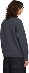 AMI Paris Gray Wool Crewneck Ami de Coeur Sweater