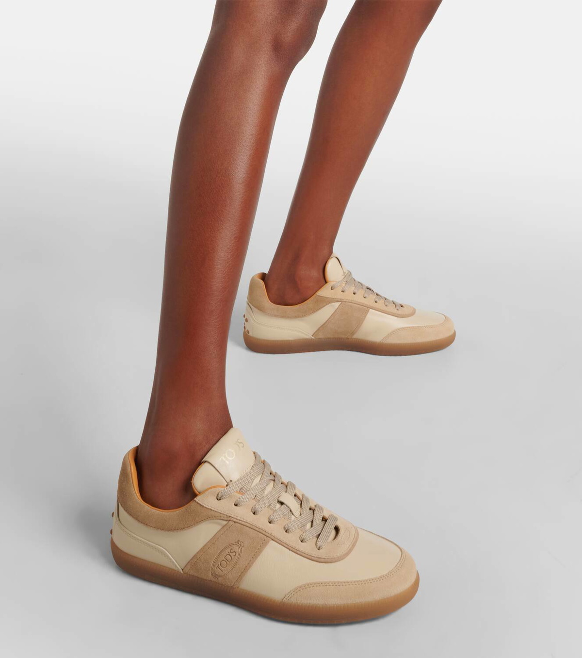 ☆関税込み☆【Tod's】 Logo suede-trimmed leather sneakers Tod's Tabs suede-trimmed leather sneakers Tod's