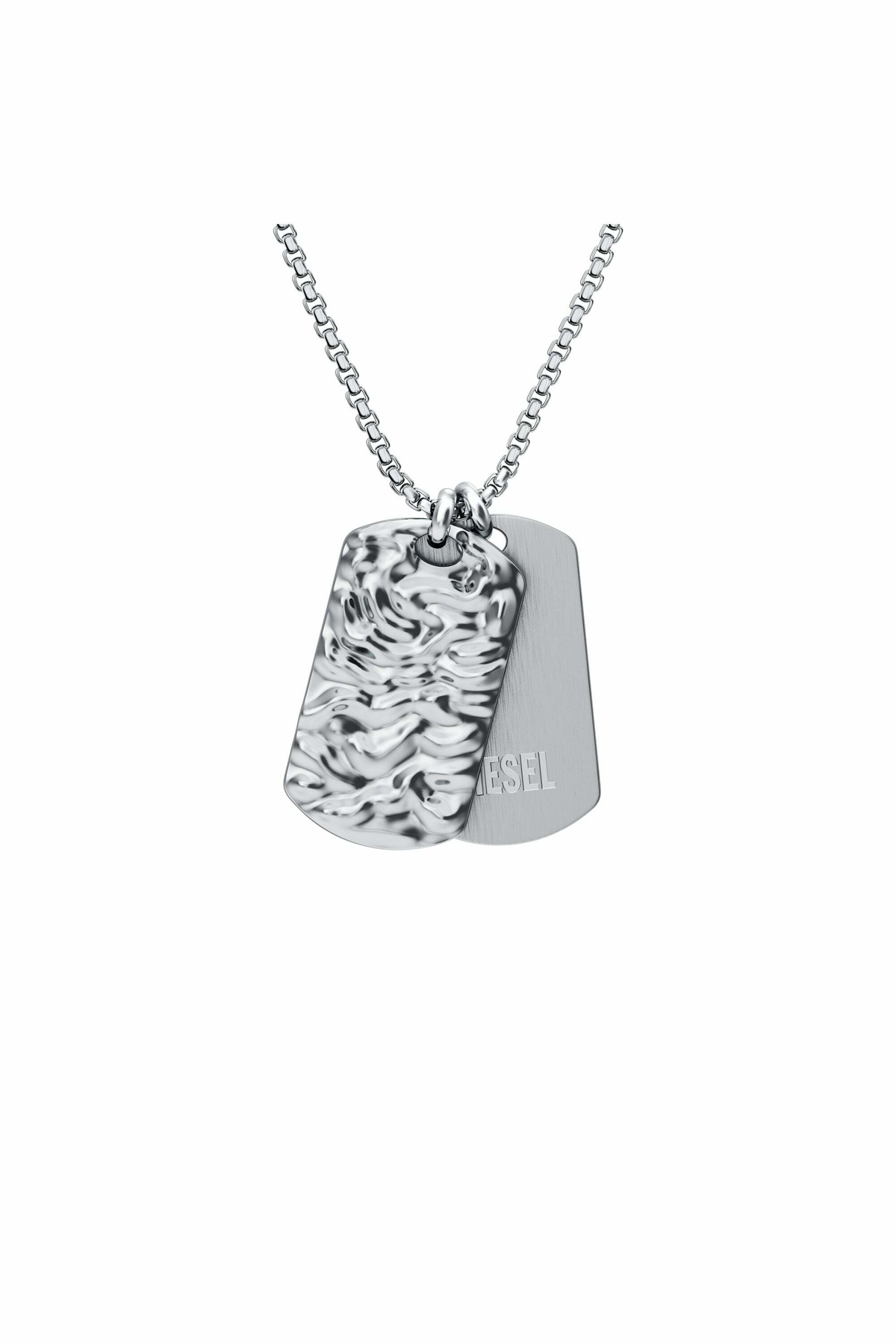 Diesel Stainless Steel Dog Tag Necklace - Necklaces - Unisex - Silver