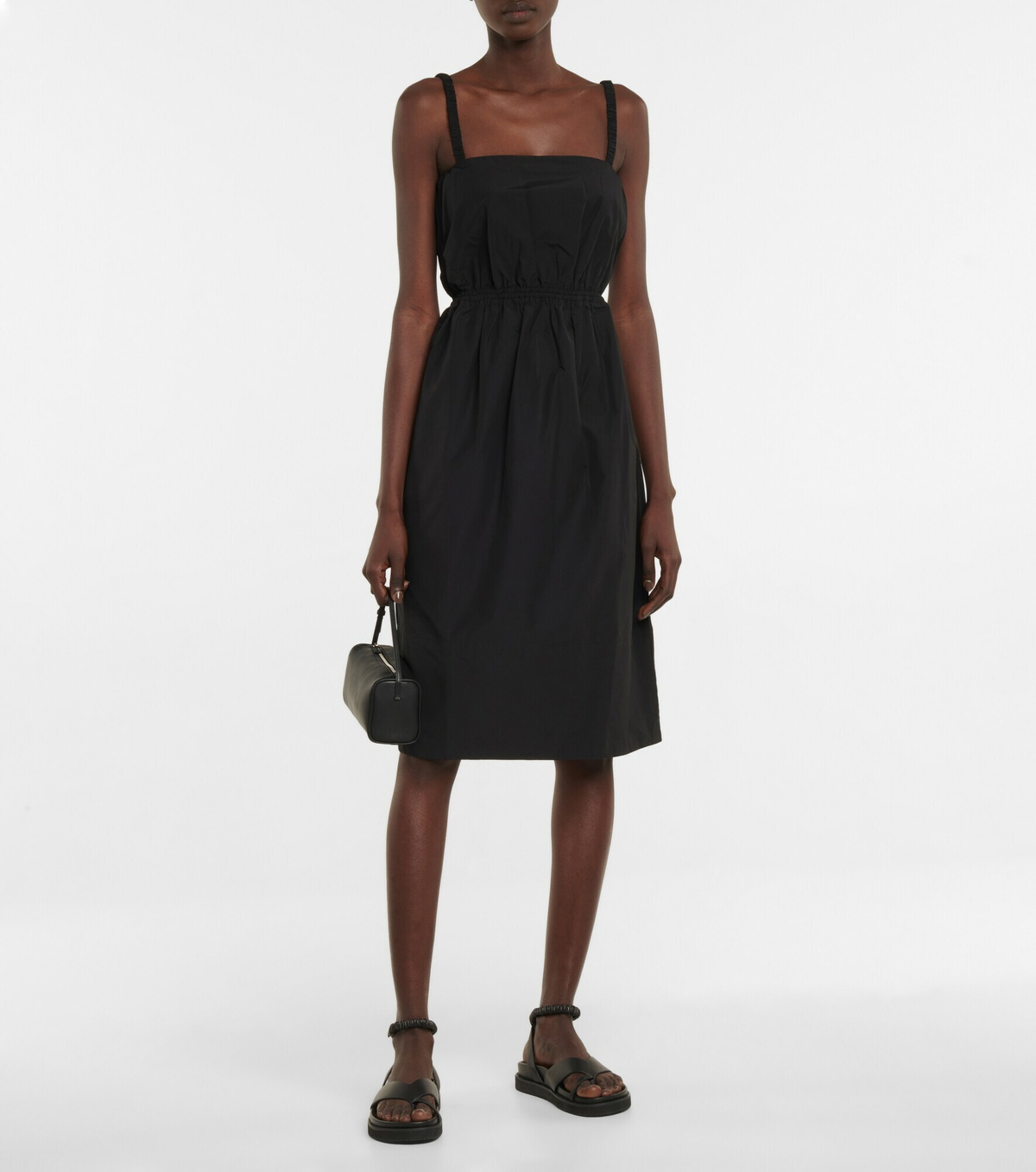 Deveaux New York - Sky cotton-blend poplin midi dress