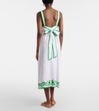 Juliet Dunn Embroidered cotton and linen midi dress