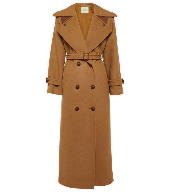 Photo: Tod's Leather-trimmed wool coat