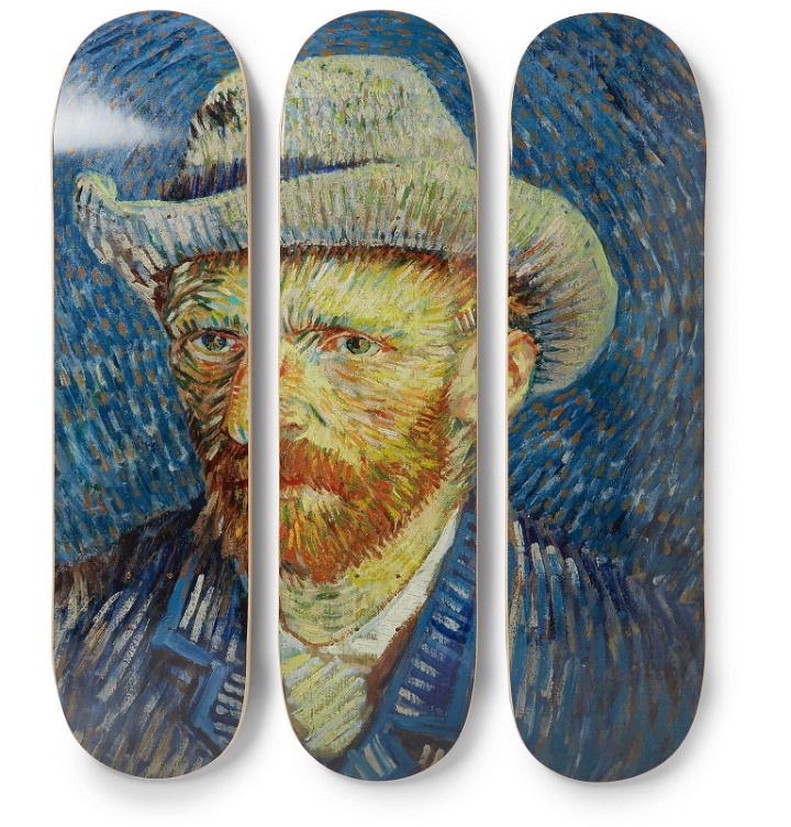 Photo: The SkateRoom - Vincent Van Gogh Set of Three Printed Wooden Skateboards - Blue