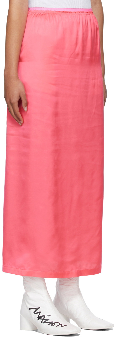 MM6 Maison Margiela Pink Satin Pull-On Skirt