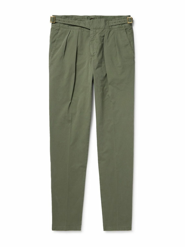 Photo: Rubinacci - Manny Straight-Leg Pleated Cotton-Twill Trousers - Green