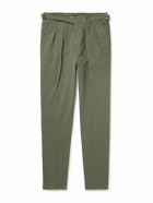 Rubinacci - Manny Straight-Leg Pleated Cotton-Twill Trousers - Green