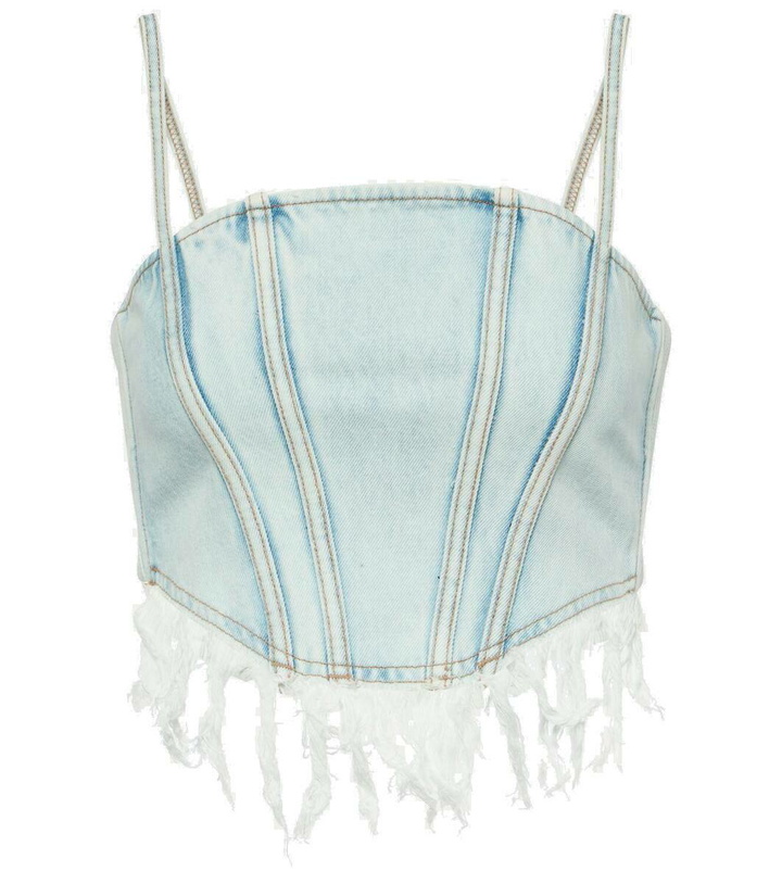 Photo: Alessandra Rich Distressed denim bustier