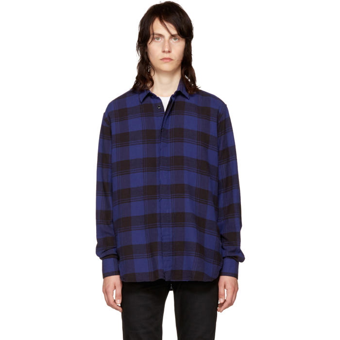 Photo: Saint Laurent Blue Flannel Check Shirt
