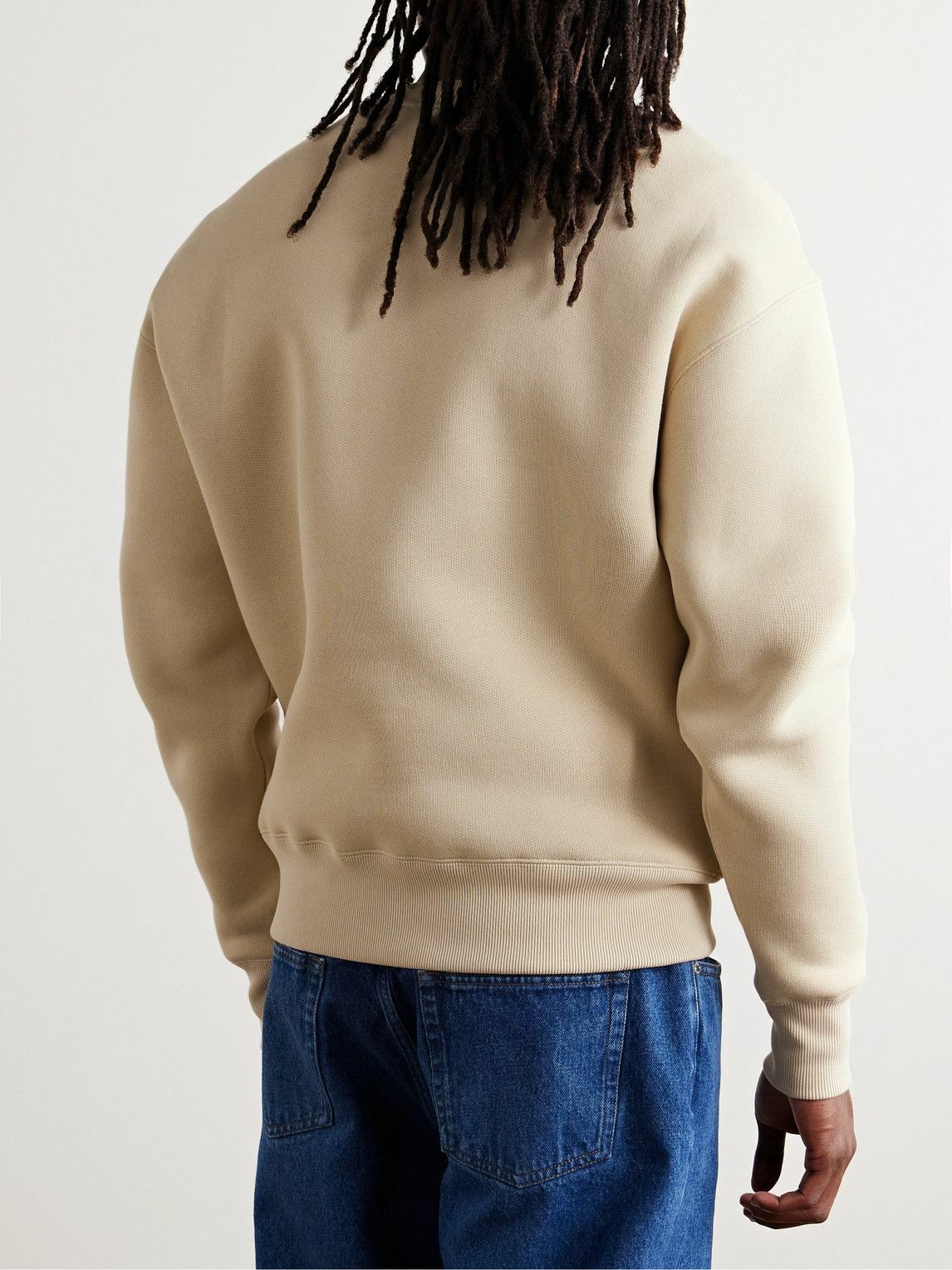 AMI PARIS - Logo-Embroidered Cotton-Blend Jersey Sweatshirt