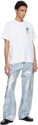 Casablanca Blue Pearlescent Monogram Baggy Jeans