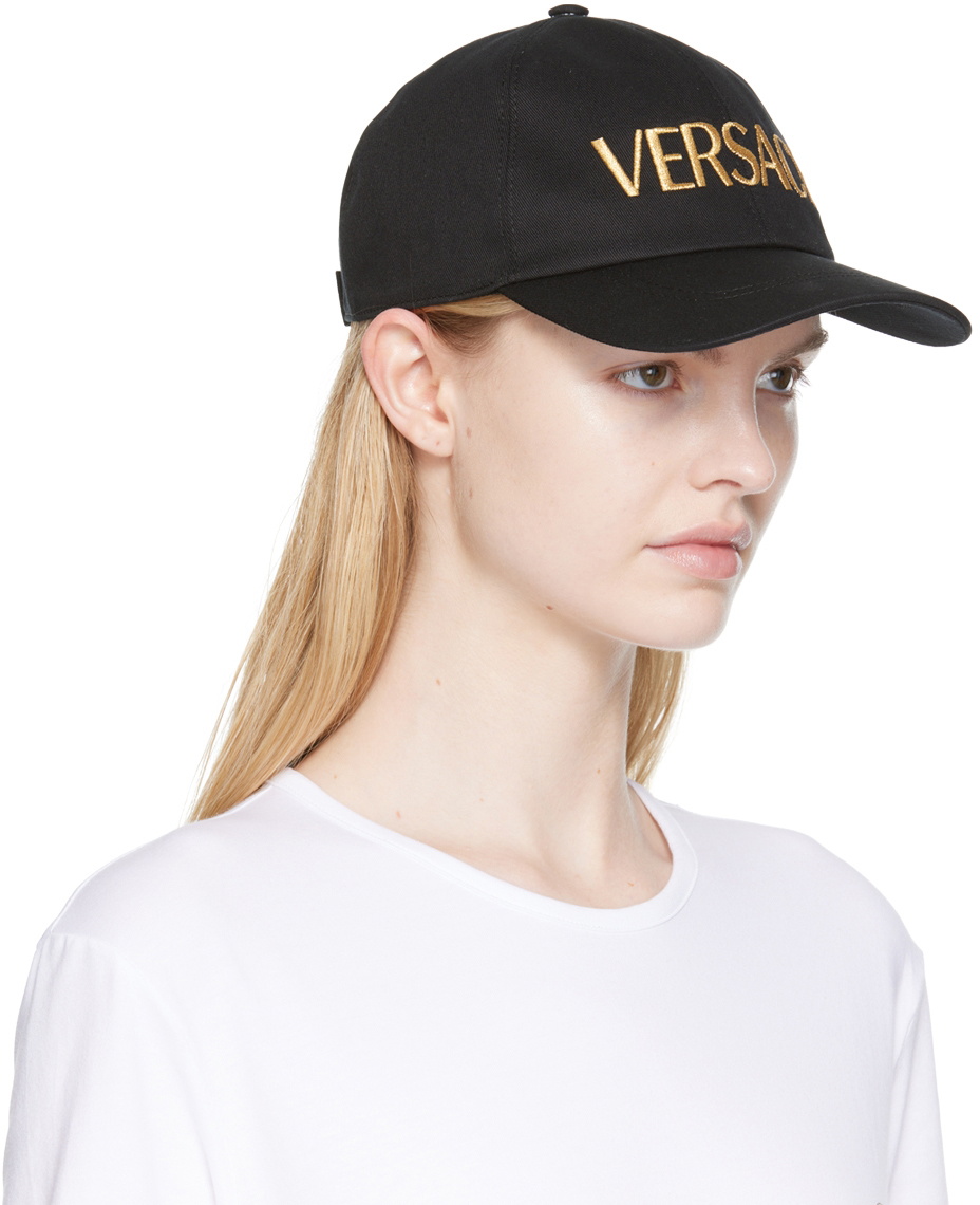 Versace Black & Gold Embroidered Logo Cap