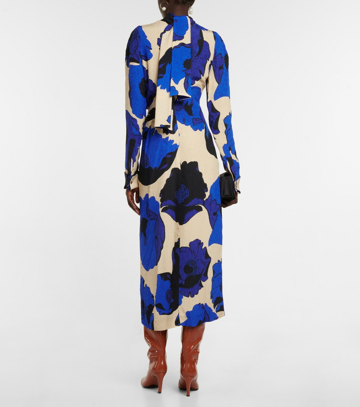 Dries Van Noten Floral Ruched Jacquard Midi Dress Dries Van Noten