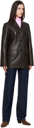 Loulou de Saison Brown NARI Straight Leather Jacket