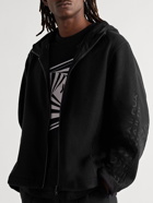 Y-3 - Optimistic Illusions Embroidered Wool-Blend Jersey Zip-Up Hoodie - Black