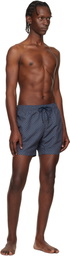 BOSS Navy & Orange Micro-Print Swim Shorts