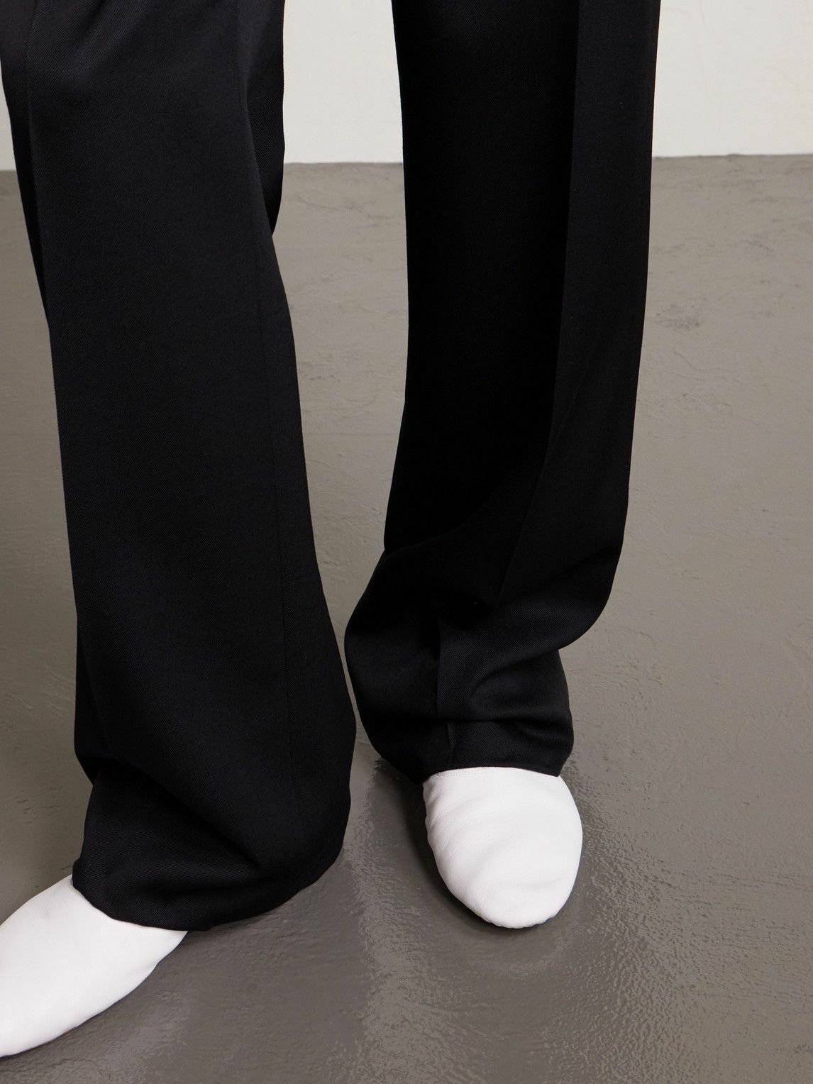 CELINE - Jazz Wide-Leg Pleated Wool-Twill Trousers - Black