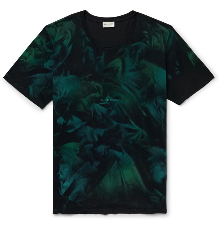 Photo: SAINT LAURENT - Printed Cotton-Jersey T-Shirt - Black