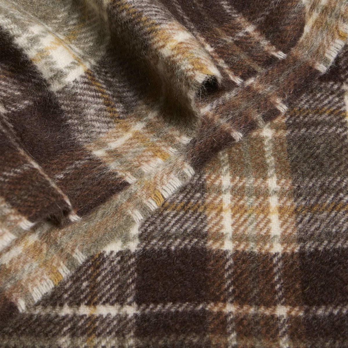 Acne Studios Men's Canada Cashmere Check Scarf in Dark Brown/Khaki Green