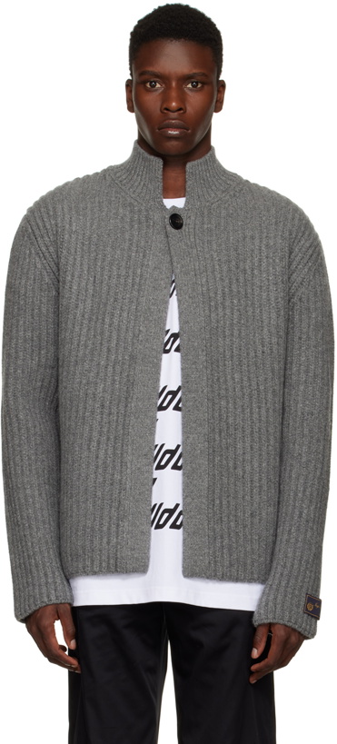 Photo: We11done Gray Funnel Neck Cardigan