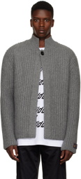 We11done Gray Funnel Neck Cardigan