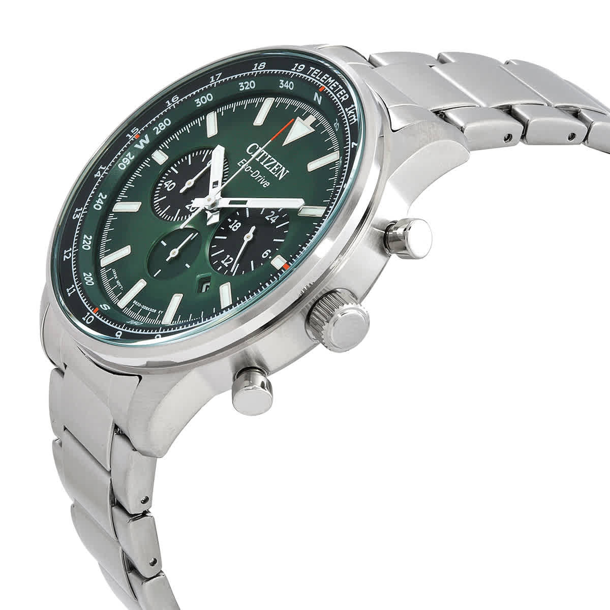 Citizen Chronograph Eco-Drive Green Dial Mens Watch CA4500-91X