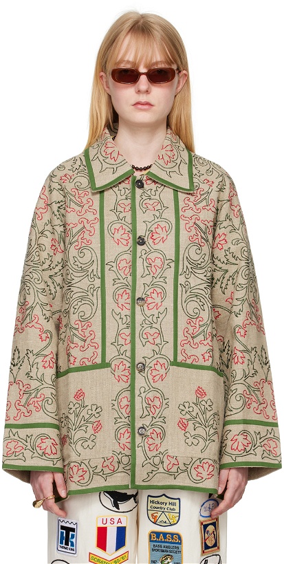 Photo: Bode Brown Embroidered Trumpetflower Coat