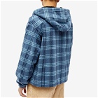 Marni Men's Check Pile Hooded Jacket in Opal