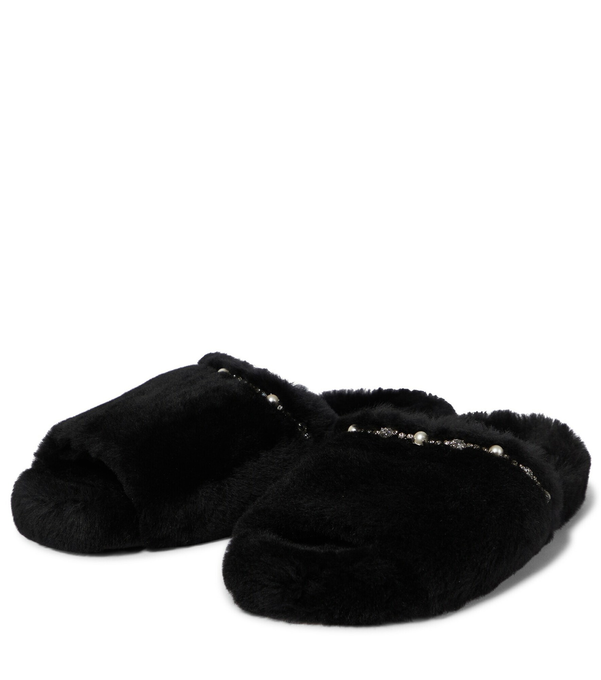 Jimmy Choo - Acinda embellished shearling slides Jimmy Choo