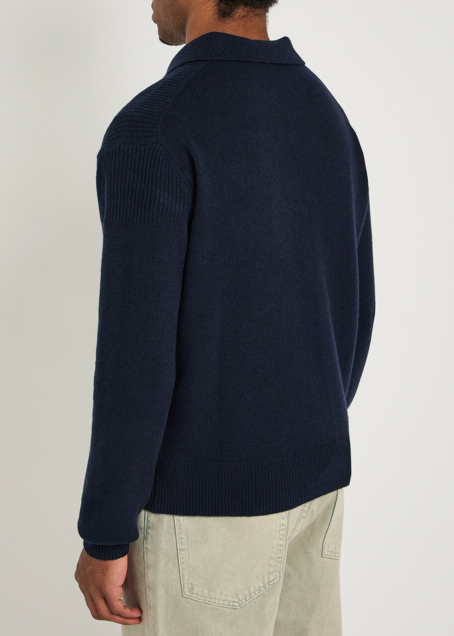 Vivienne Westwood Logo-embroidered Wool and Cashmere-blend Polo Jumper Navy
