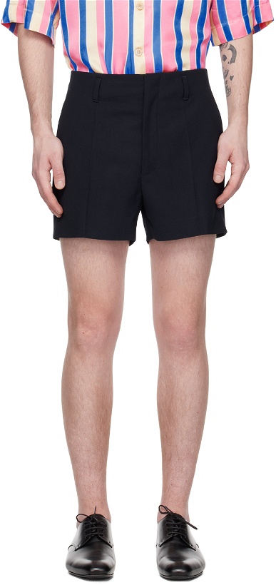 Photo: Dries Van Noten Navy Creased Shorts