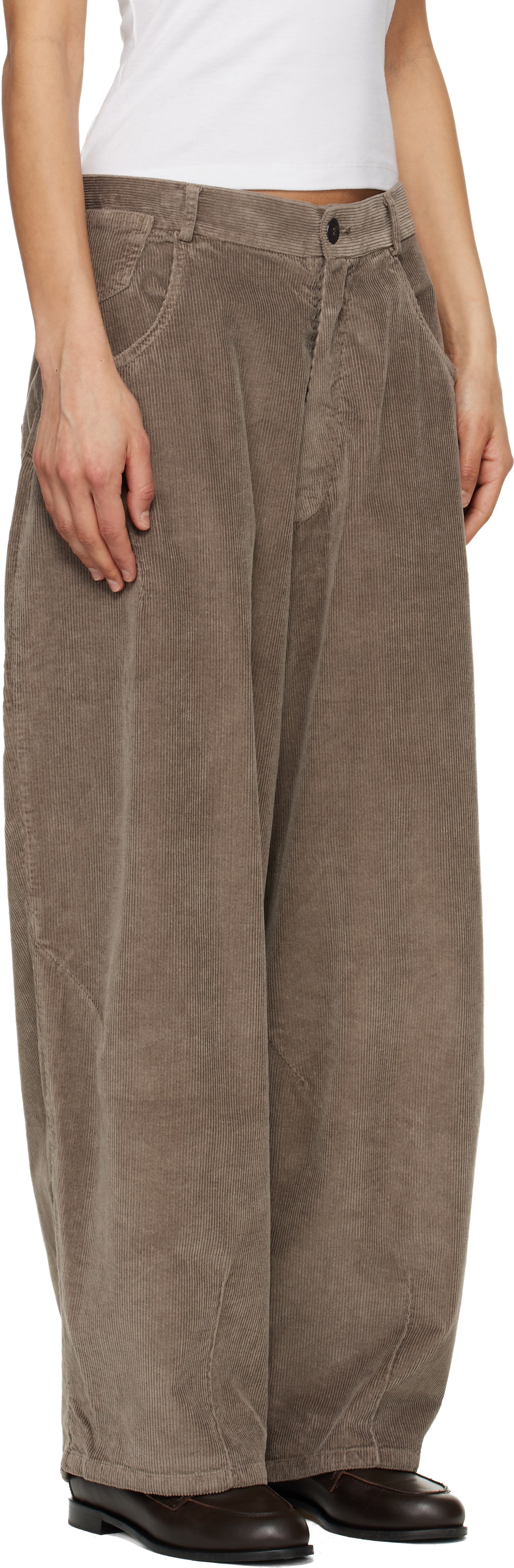 Cordera Gray Corduroy Baggy Trousers