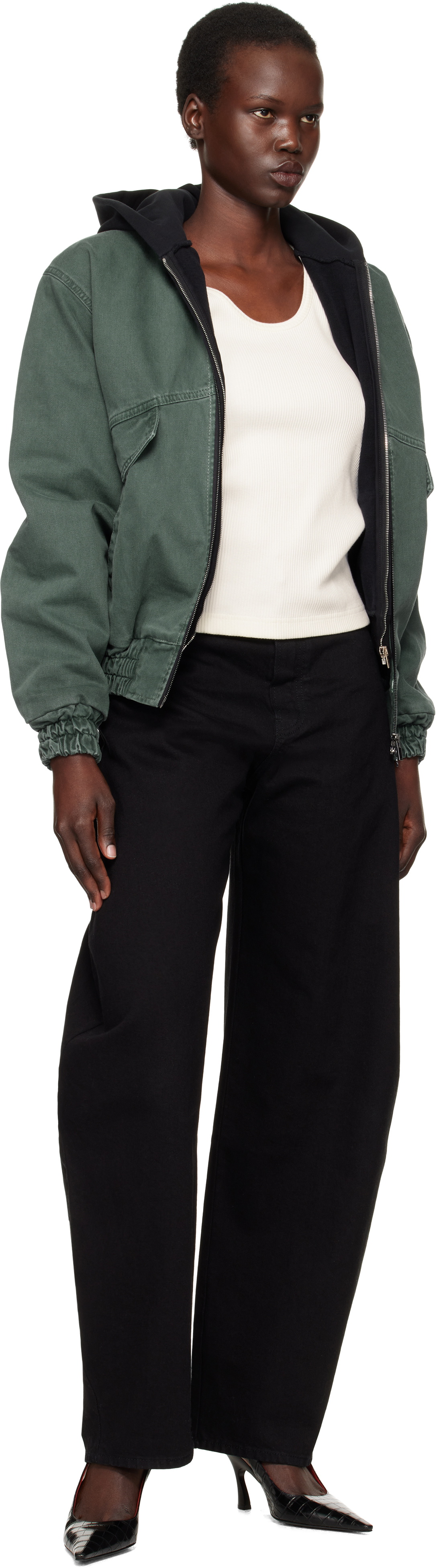 margetokyo ブルゾン Magda Butrym Green Oversized Denim Bomber Jacket Magda Butrym