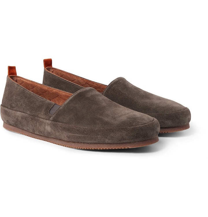 Photo: Mulo - Shearling-Lined Suede Slippers - Gray