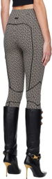 Balmain Beige & Black Monogram Leggings