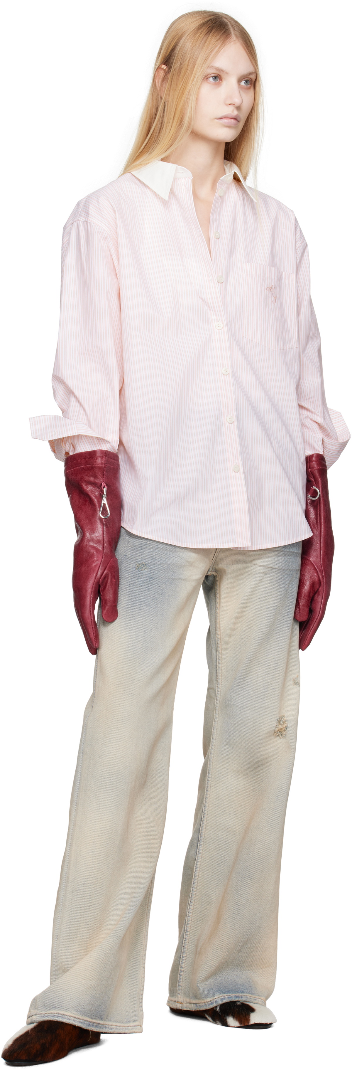 Acne Studios Pink Stripe Button-Up Shirt Acne Studios