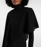 Mugler Asymmetric caped crêpe midi dress