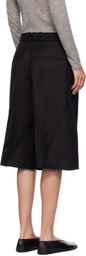 Jil Sander Black Viscose Silk Blend Straight Shorts