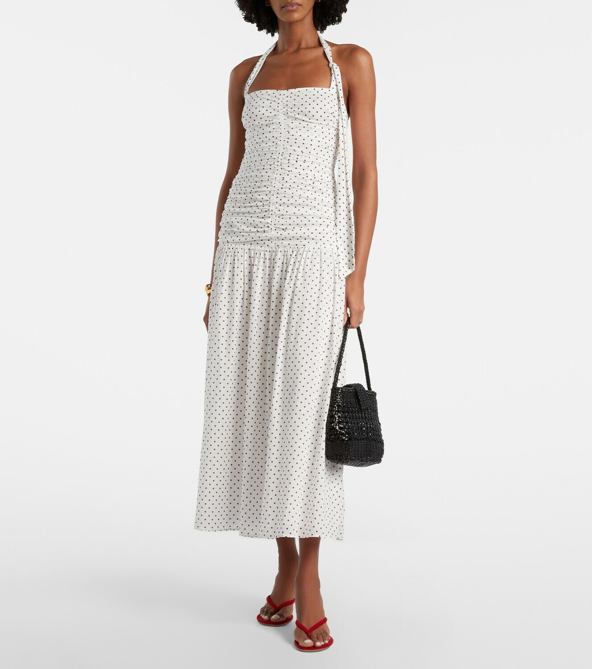 Posse Edie polka-dot halterneck midi dress