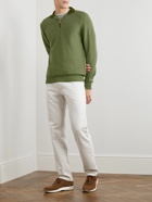 Kiton - Honeycomb-Knit Linen and Cashmere-Blend Half-Zip Sweater - Green